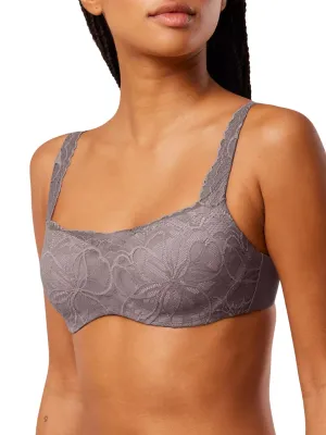 Body Make-Up Illusion Lace Padded Balcony Bra - Pigeon Grey