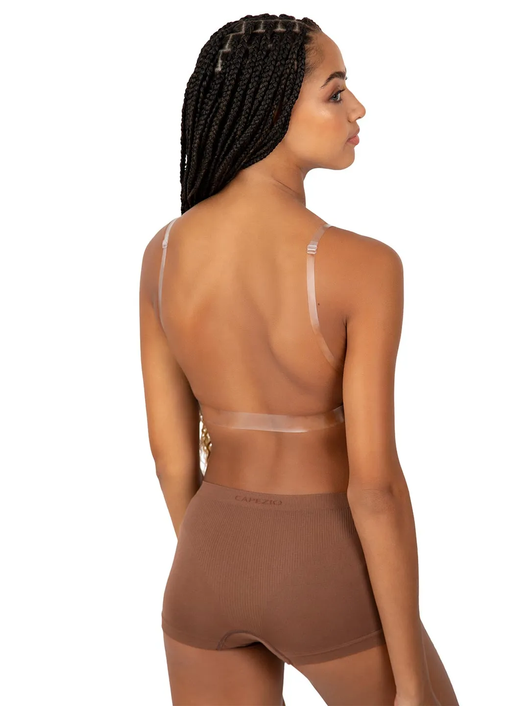 Capezio Deep neck Clear Back Bra - 3777W