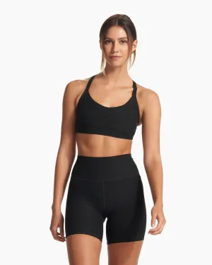 Vuori Elevation Ruched Bra - BLACK HEATHER